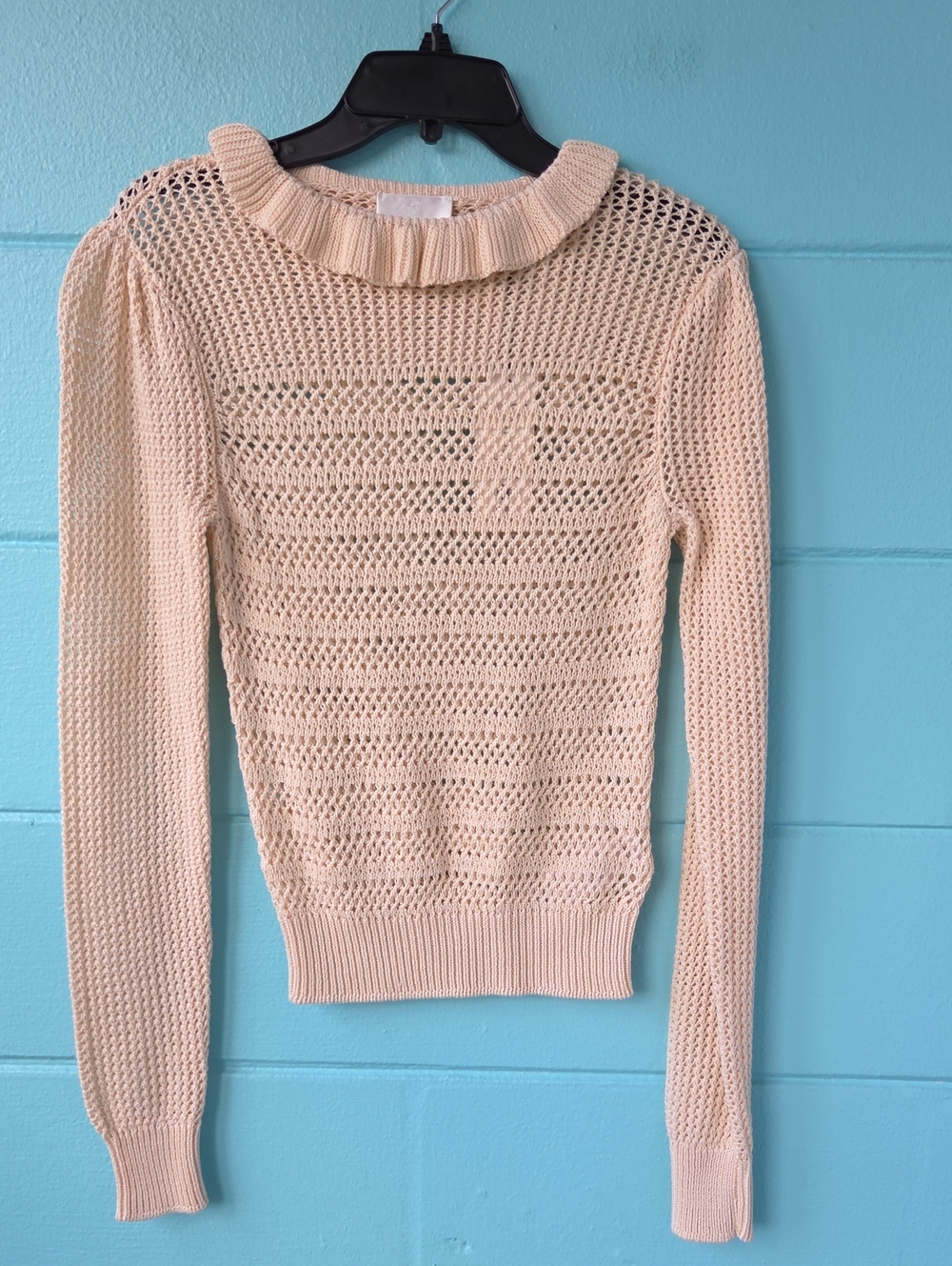 NWT "7 For All Mankind" Open Ruffle Neck Sweater Woman's Size Small - Picture 3 of 9